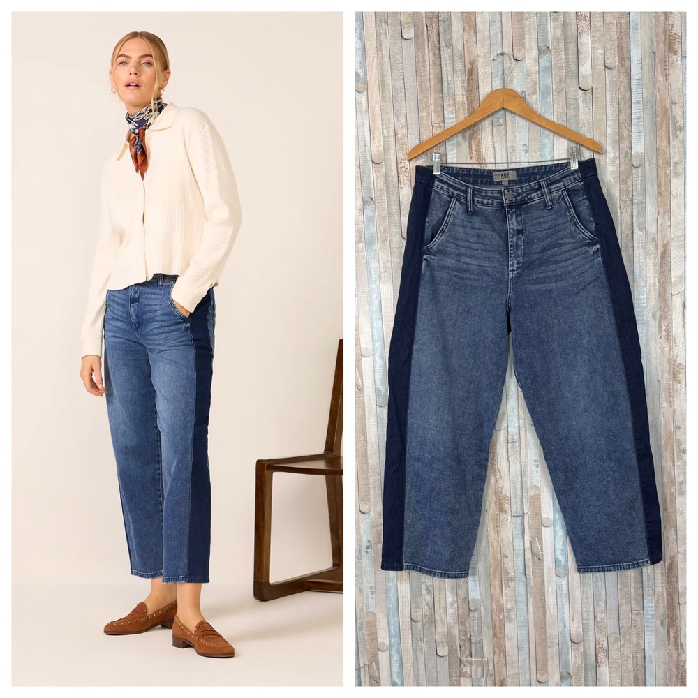 Kut from the Kloth Ashton High Rise Barrel Leg Jeans Two Tone Stripe Evereve 14